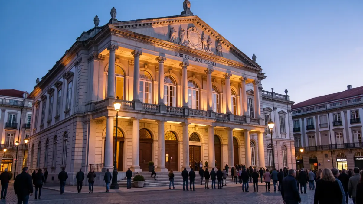 Imaxe xenérica do Teatro Colón da Coruña pola noite.